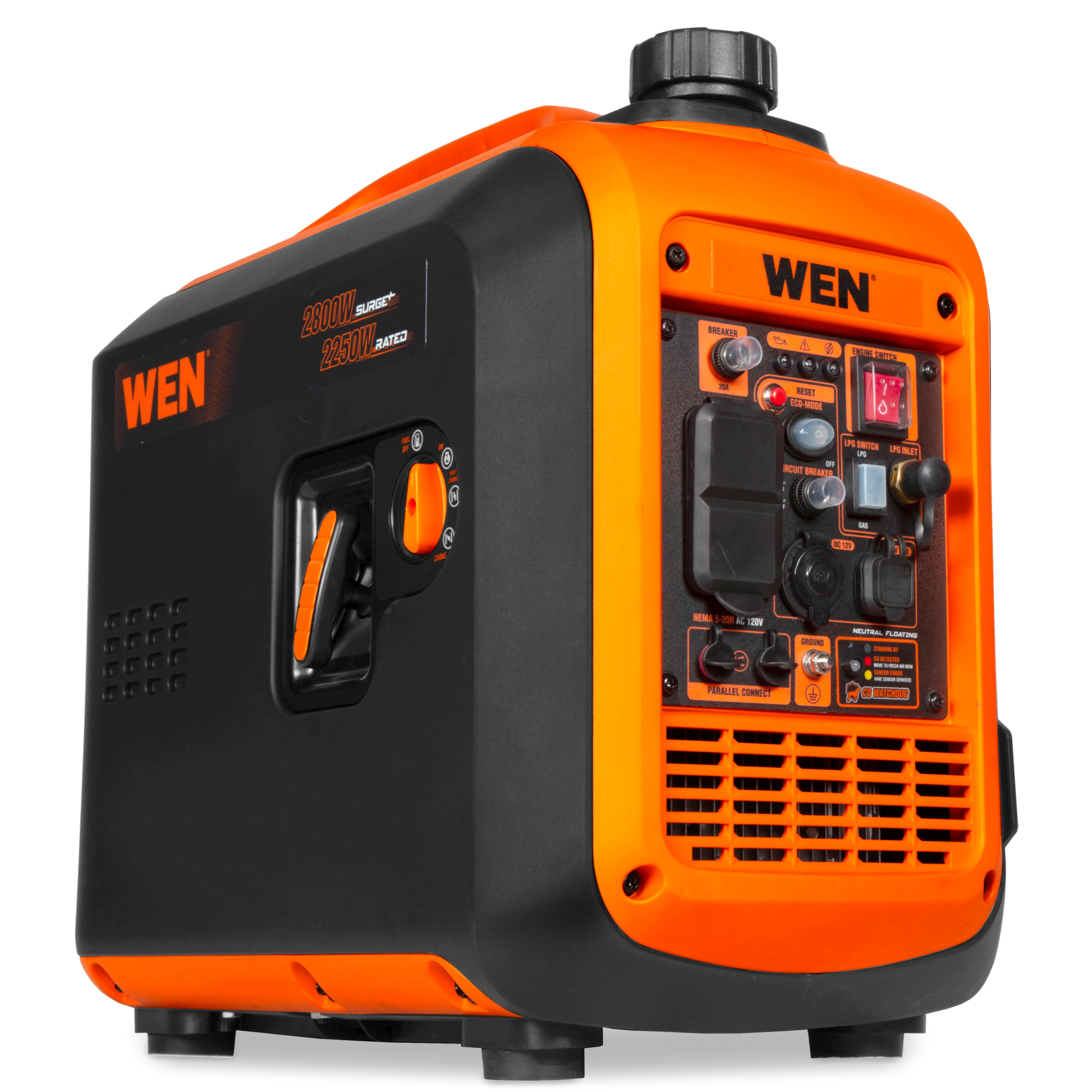 WEN Dual Fuel Inverter Generator — 2800W, Portable, Lightweight, CO Watchdog, Fuel Shutoff, Model# DF280iX